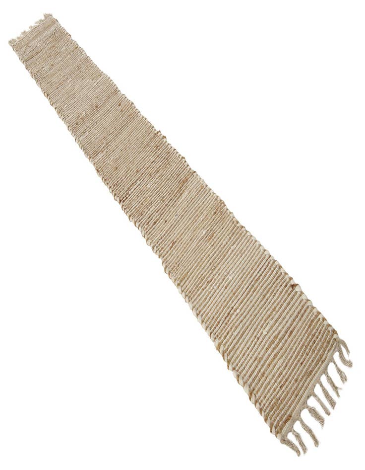 Detail image of  1' 2 x 10'  Hand Woven Chindi Jute Table Runner Rug