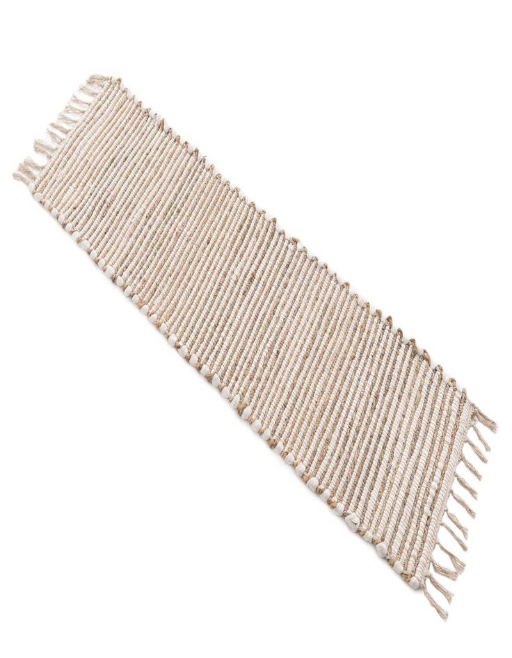 Detail image of  1' 2 x 4' 1  Hand Woven Chindi Jute Table Runner Rug