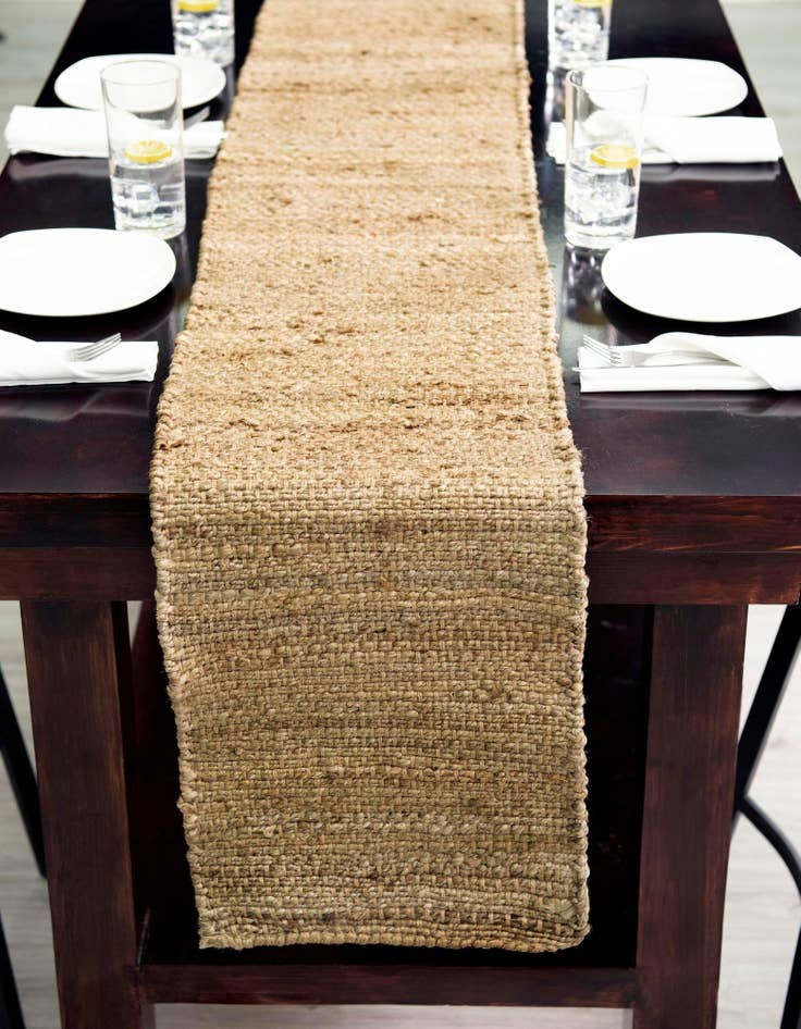 Detail image of  1' 2 x 5' 1  Hand Woven Chunky Jute Table Runner Rug