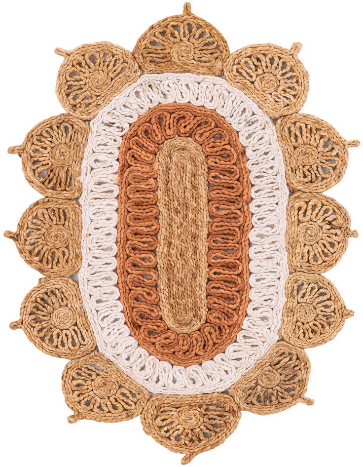 Detail image of  2' x 3' 1  Hand Braided Jute Oval Rug