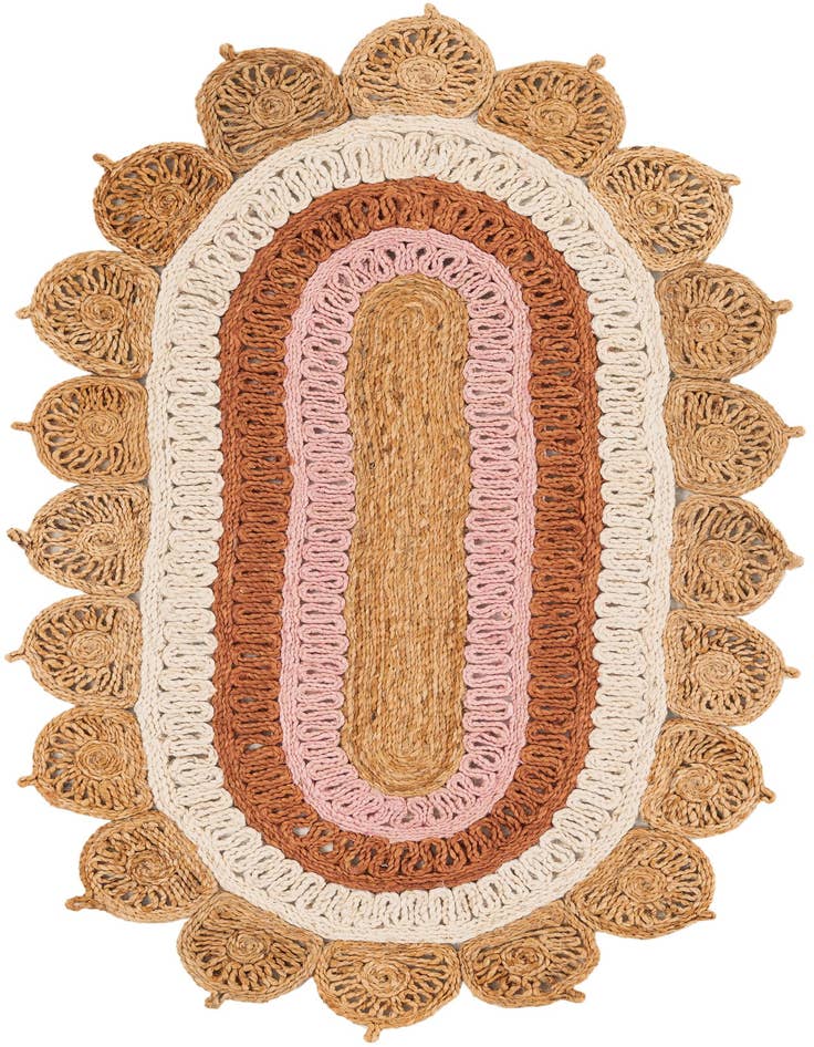 Detail image of  3' 1 x 5' 1  Hand Braided Jute Oval Rug