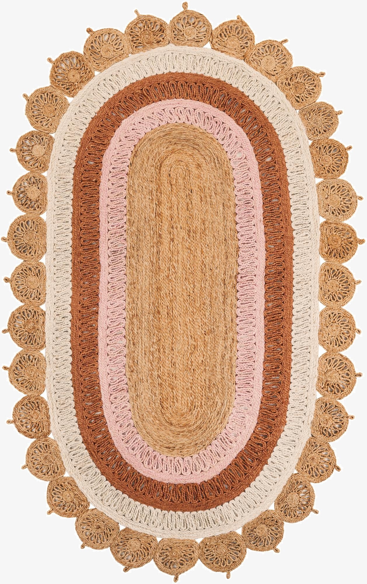  5' 1 x 8'  Hand Braided Jute Oval Rug