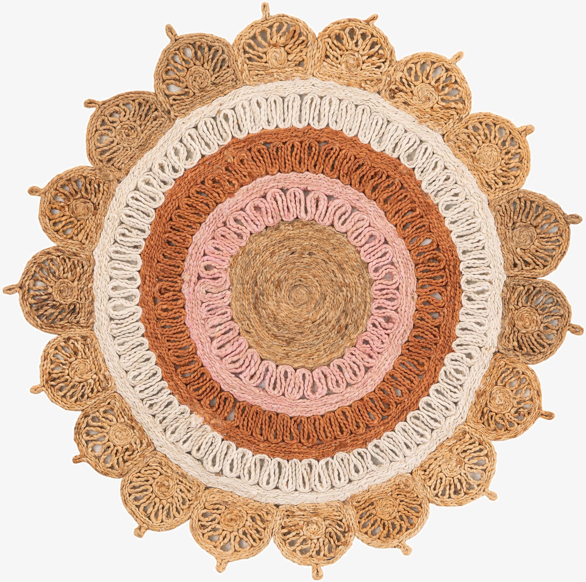  4' 1 x 4' 1  Hand Braided Jute Round Rug