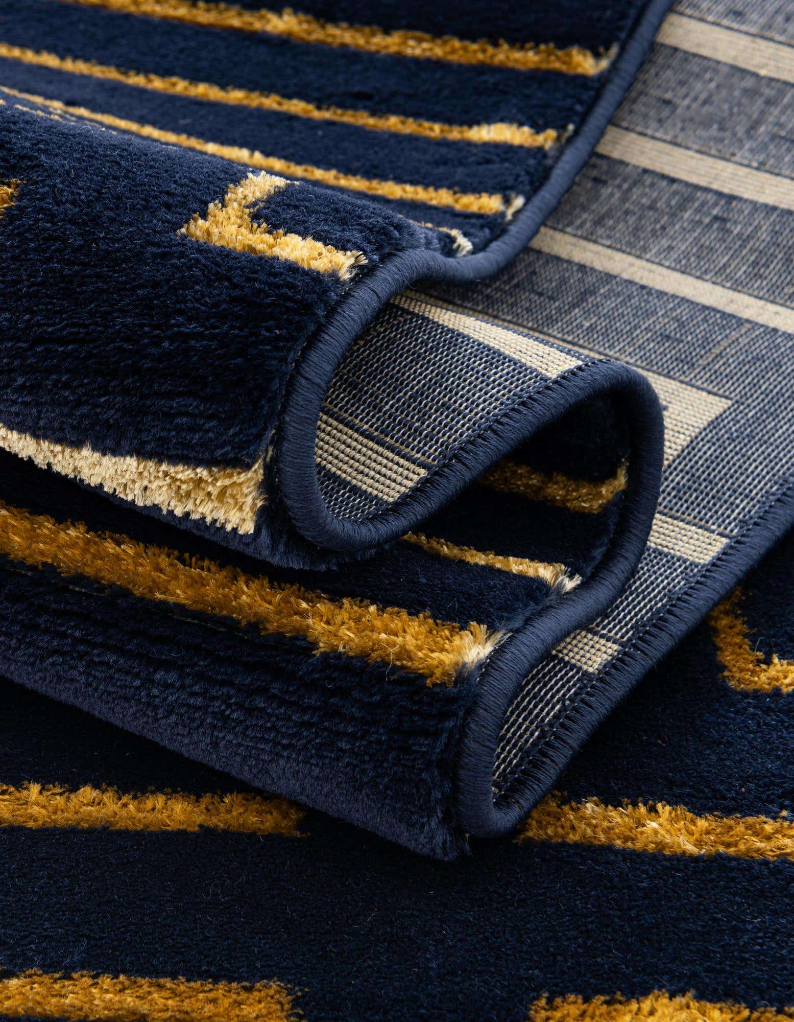 Primary image  Custom Navy Blue and Gold Vogue Geo Rug