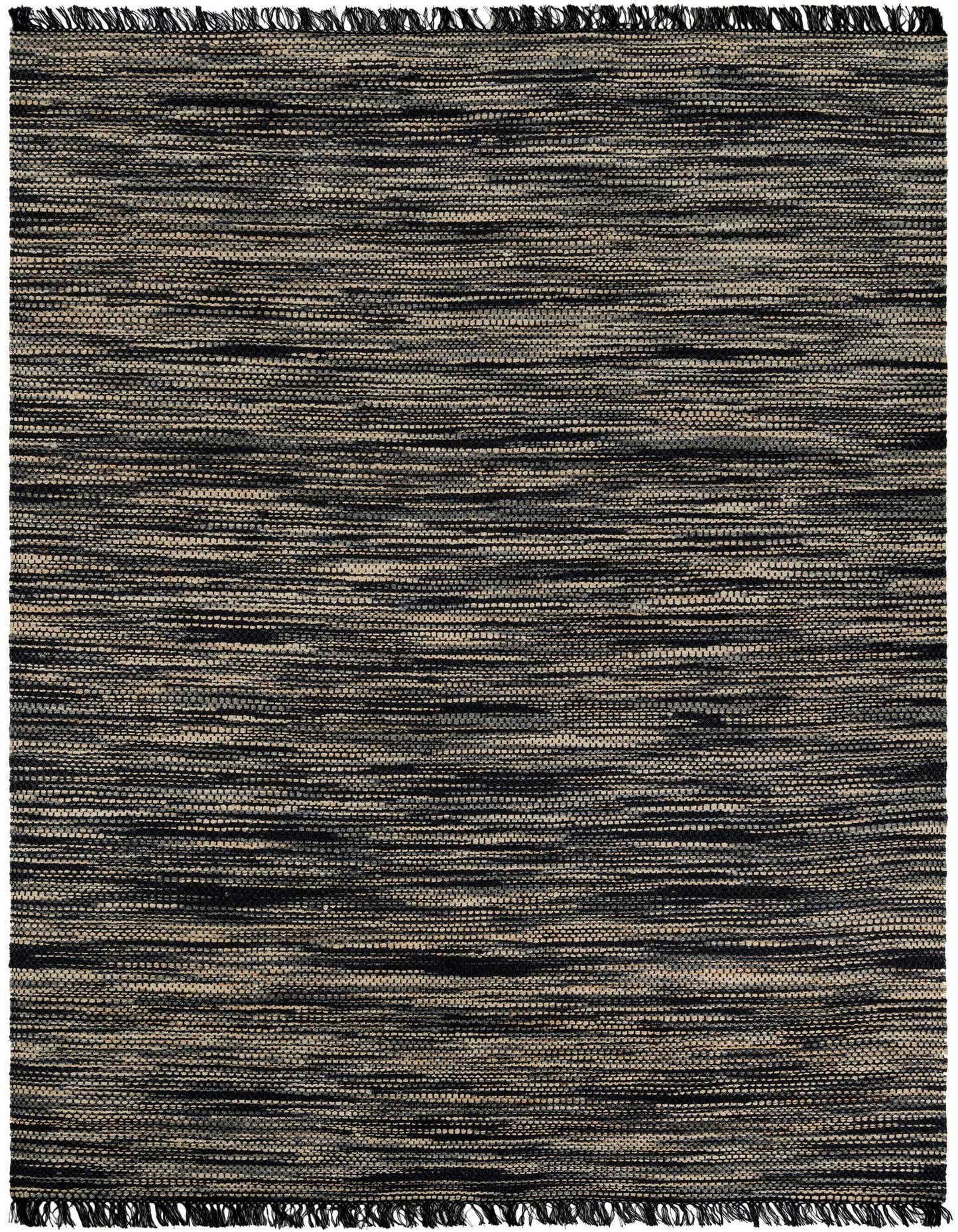 A 10x14 rectangular Chunky Jute rug featuring a modern abstract pattern of blues and ivories/creams, with visible texture and fringed edges.