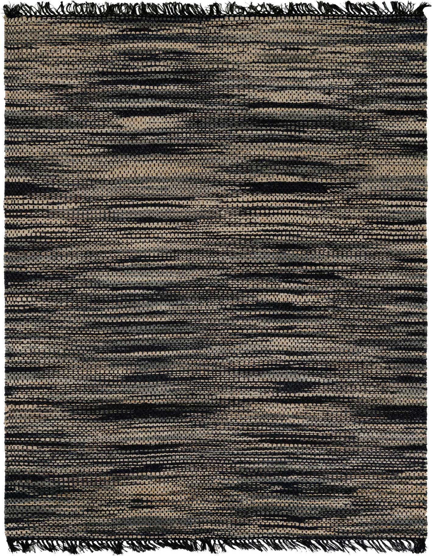 A 7x10 rectangular Chunky Jute rug featuring a modern abstract pattern in blues and ivories with a textured flatweave.