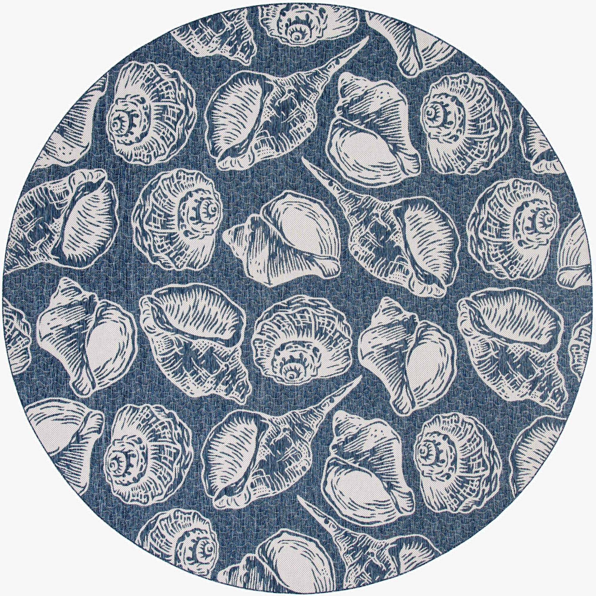  12' x 12'  Washable Coastal Indoor / Outdoor Round Rug