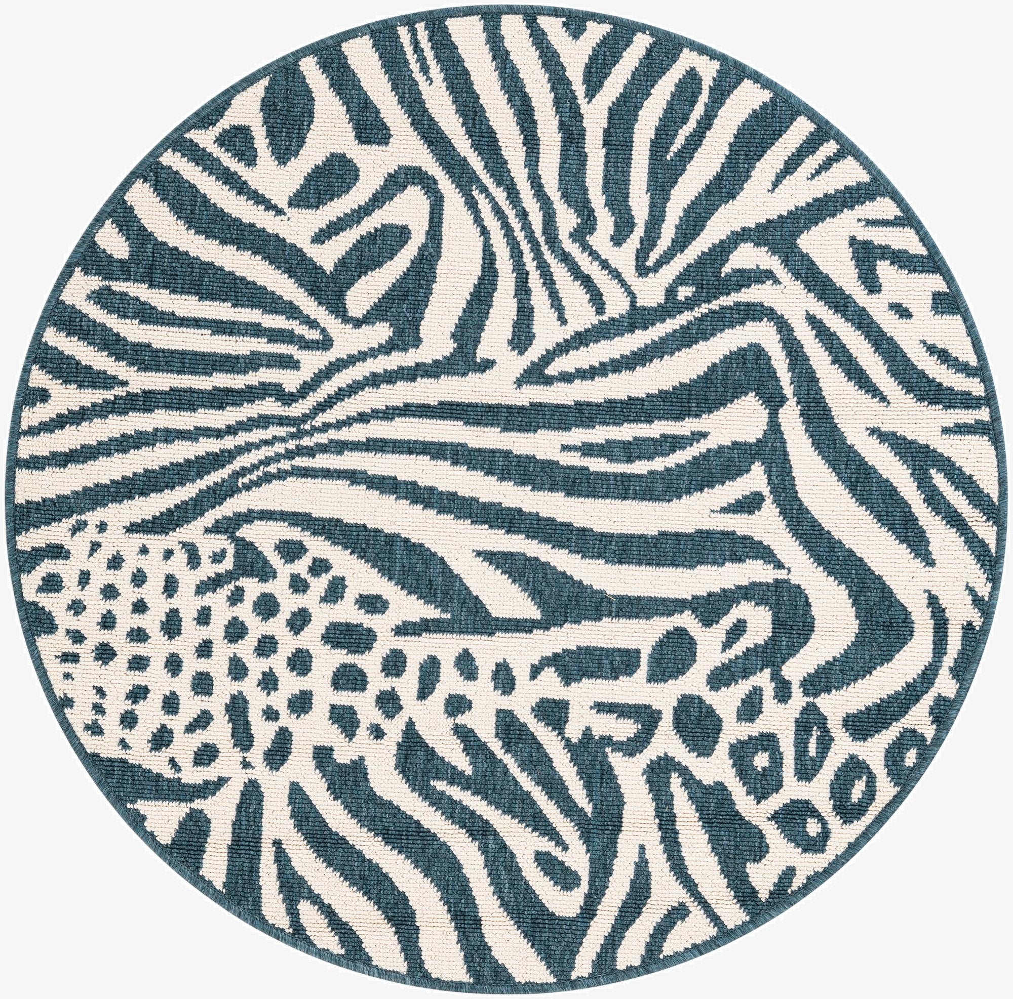  3' x 3'  Washable Safari Indoor / Outdoor Round Rug