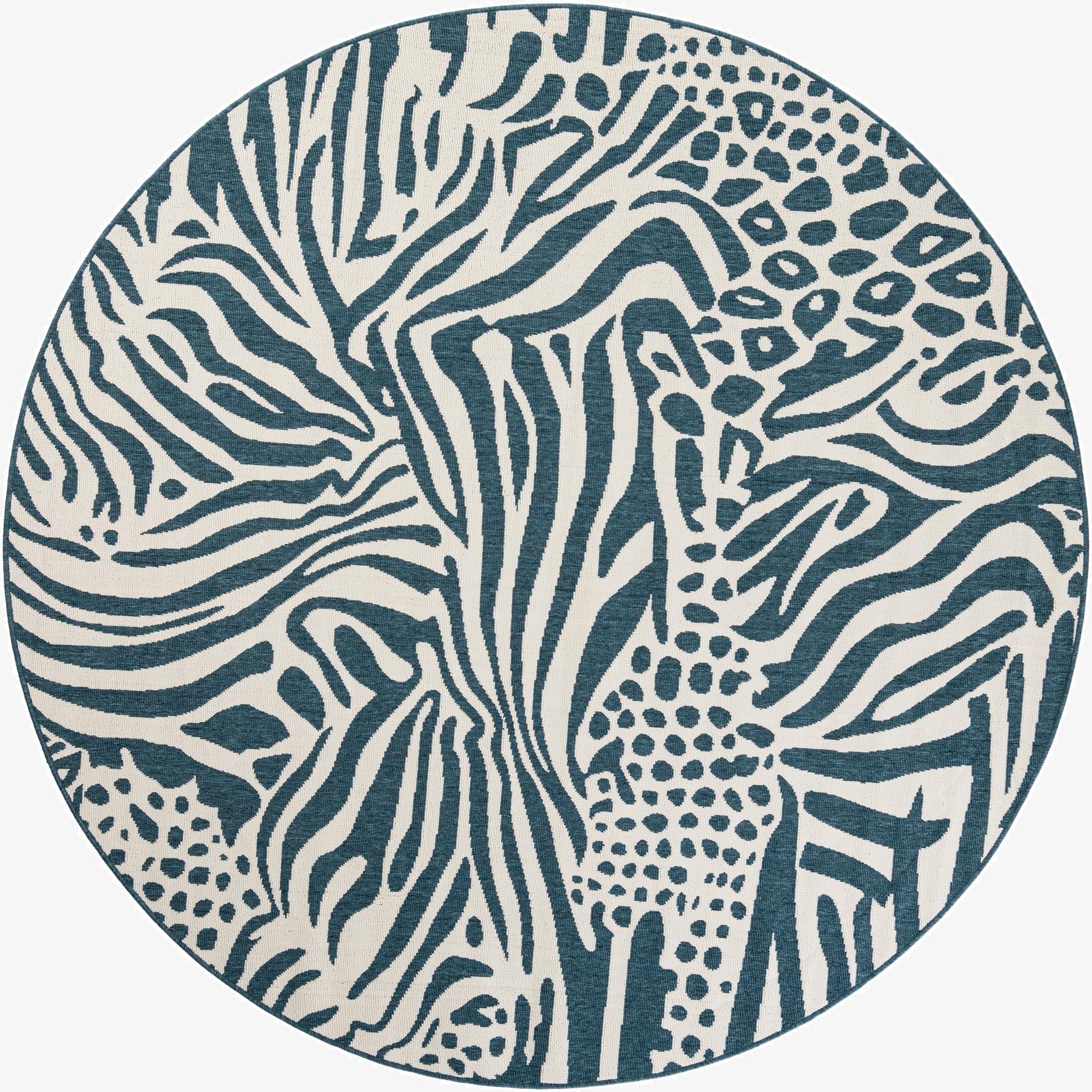  7' 10 x 7' 10  Washable Safari Indoor / Outdoor Round Rug