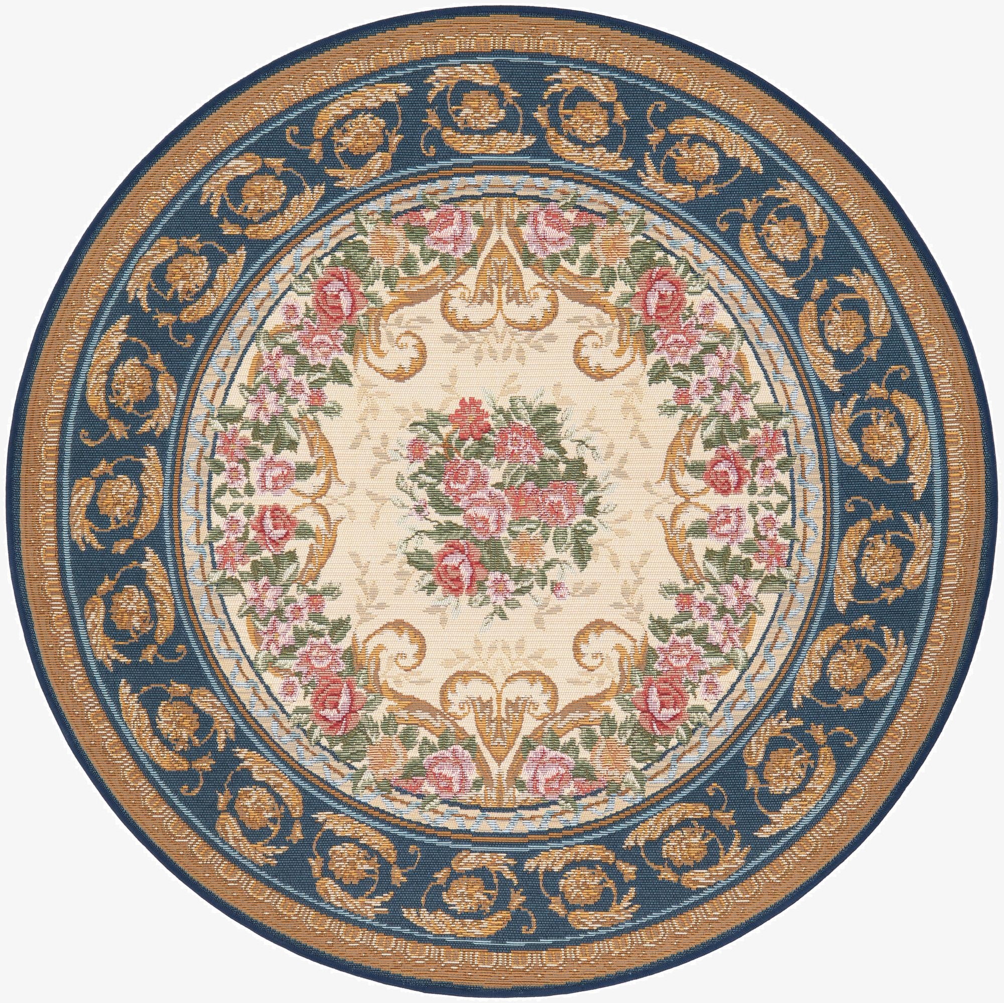  4' x 4'  Washable Traditional Indoor / Outdoor Round Rug