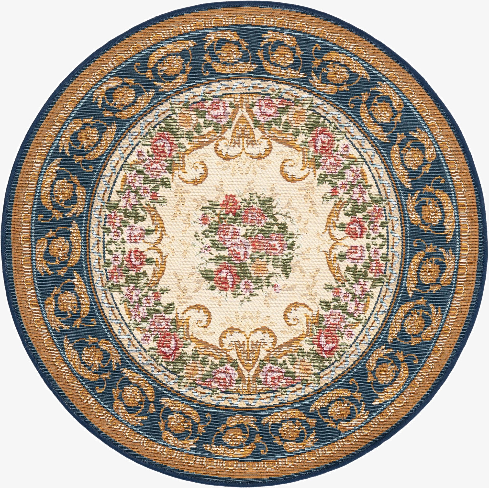  3' x 3'  Washable Traditional Indoor / Outdoor Round Rug