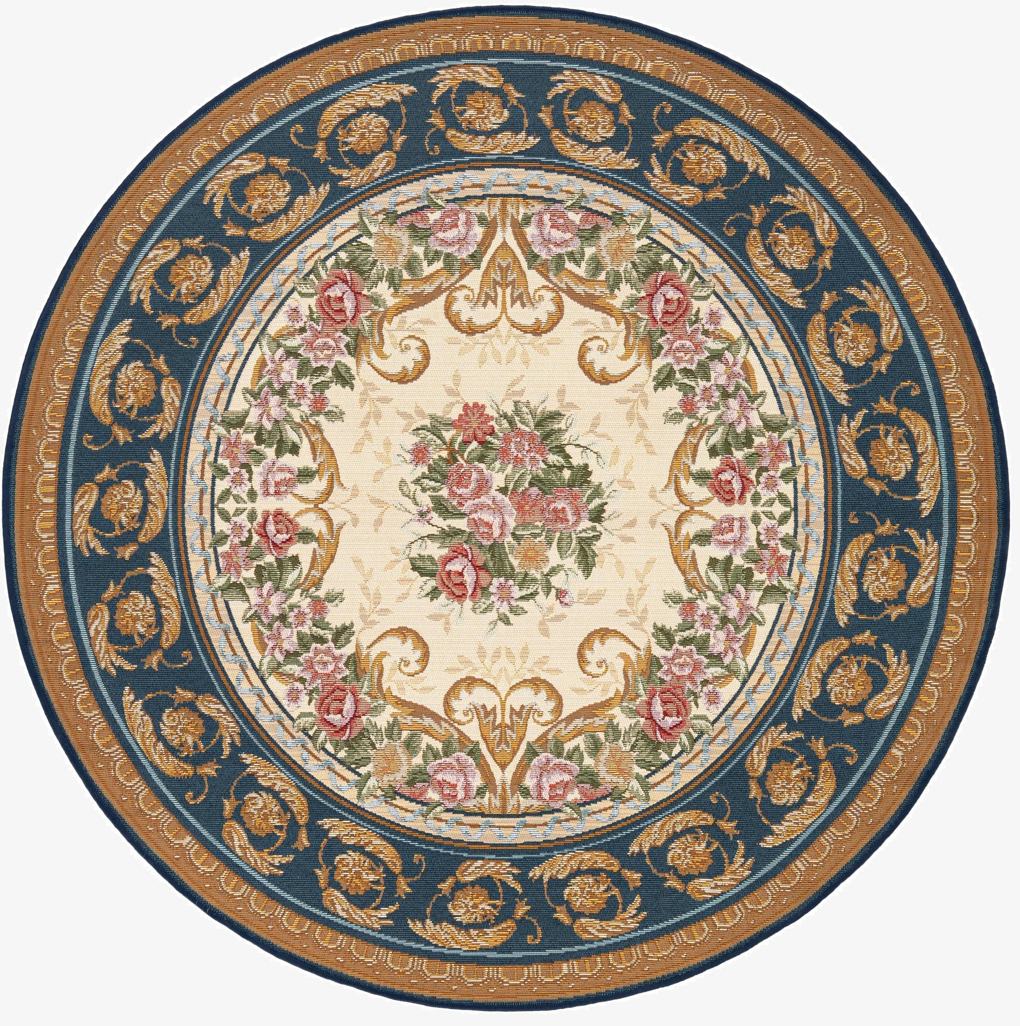  5' x 5'  Washable Traditional Indoor / Outdoor Round Rug