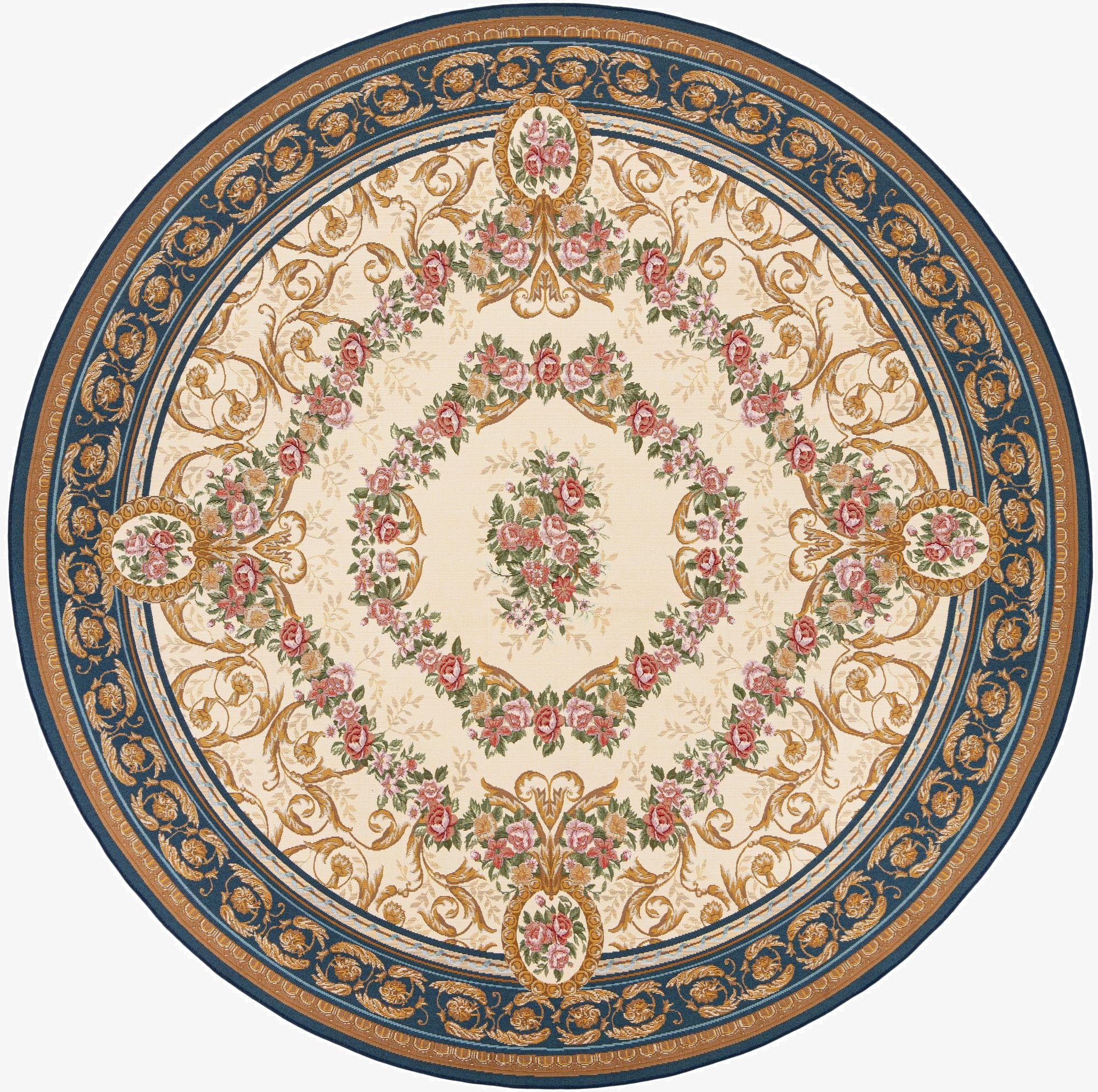  10' x 10'  Washable Traditional Indoor / Outdoor Round Rug