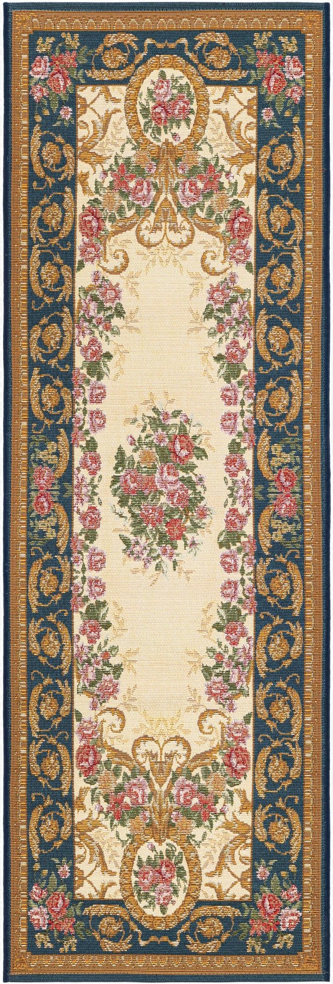  2' x 6'  Washable Traditional Indoor / Outdoor Runner Rug