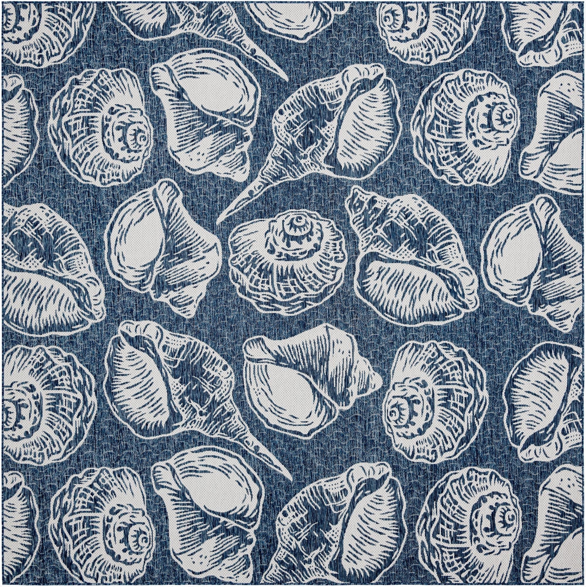  10' x 10'  Washable Coastal Indoor / Outdoor Square Rug