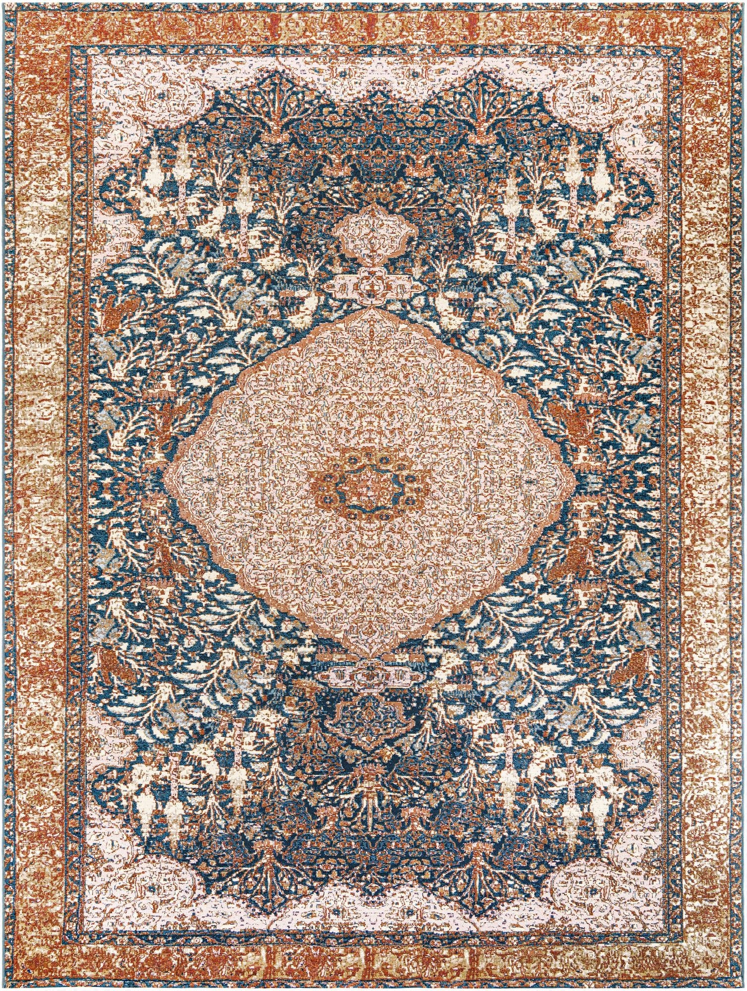  9' x 12'  Washable Traditional Indoor / Outdoor Rug