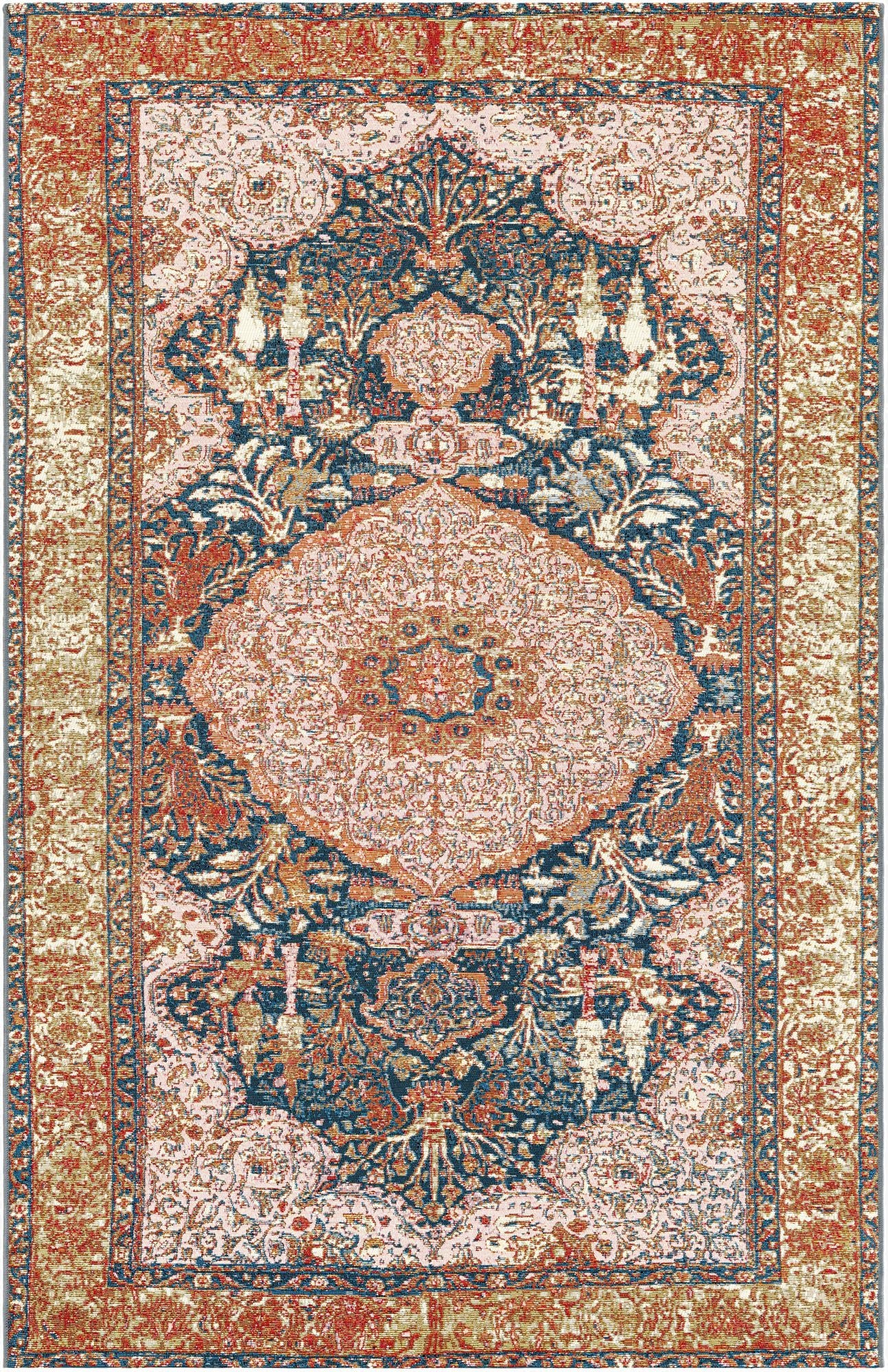  5' 3 x 8'  Washable Traditional Indoor / Outdoor Rug