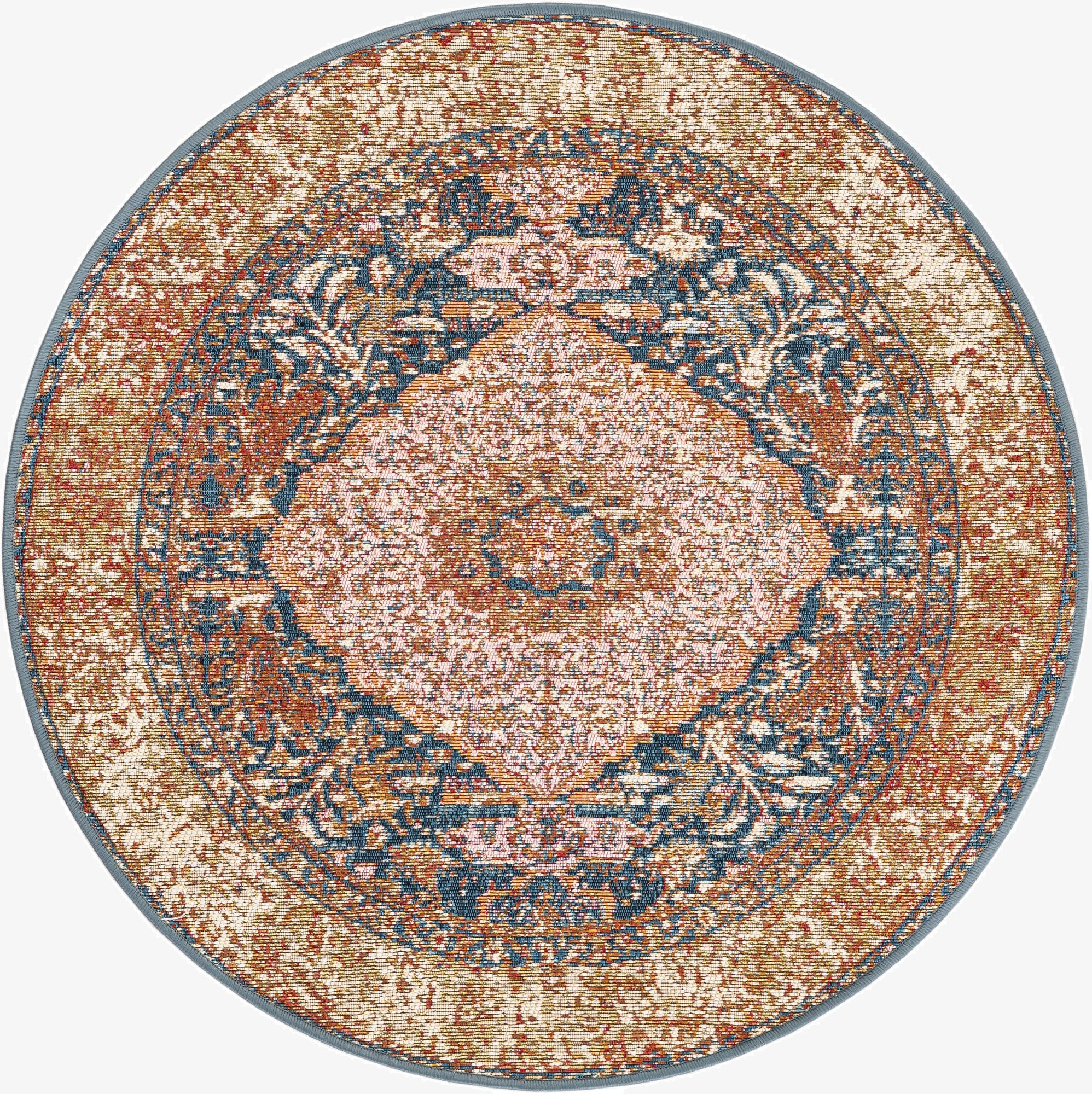  3' x 3'  Washable Traditional Indoor / Outdoor Round Rug