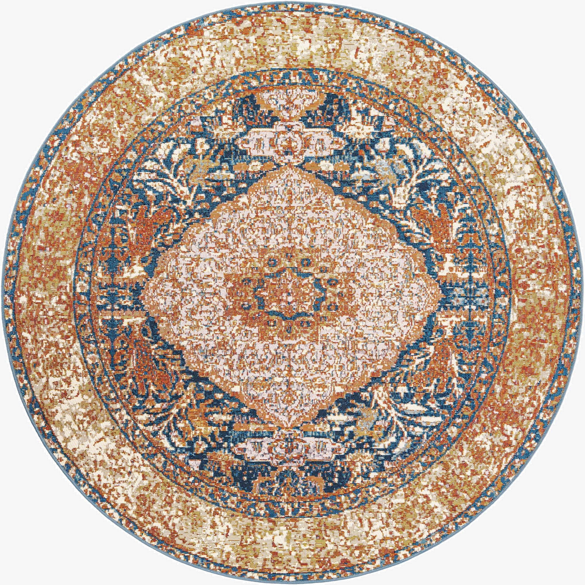  6' x 6'  Washable Traditional Indoor / Outdoor Round Rug