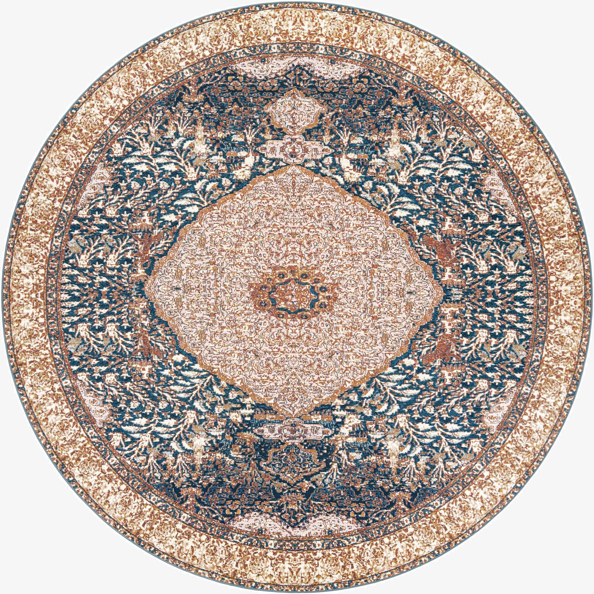  10' x 10'  Washable Traditional Indoor / Outdoor Round Rug