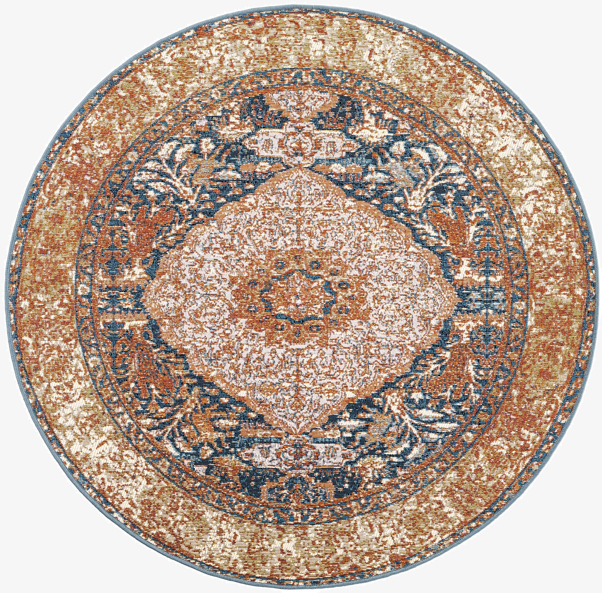  4' x 4'  Washable Traditional Indoor / Outdoor Round Rug