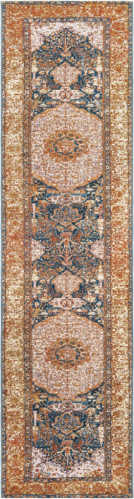  2' 7 x 10'  Washable Traditional Indoor / Outdoor Runner Rug