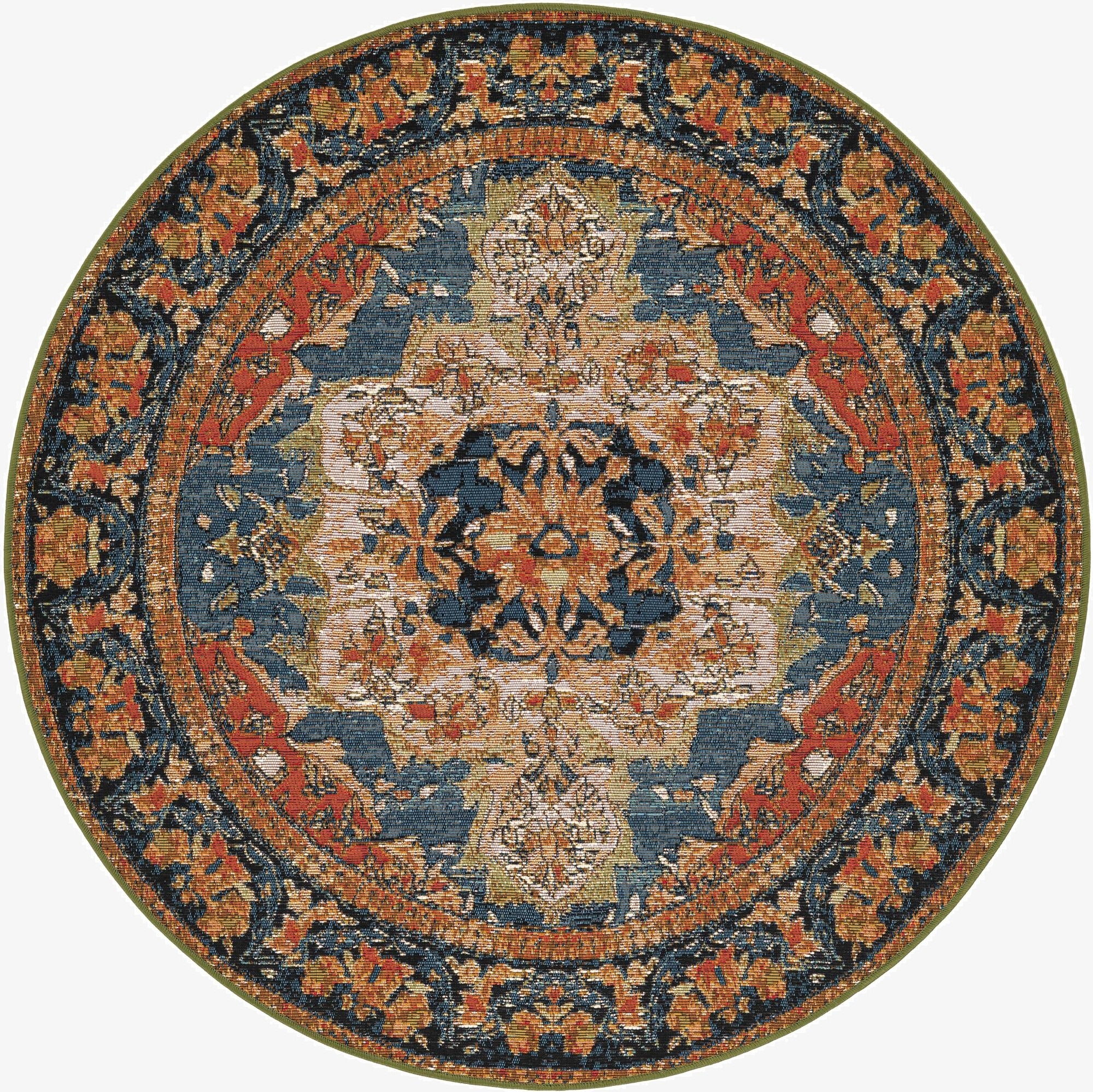  4' x 4'  Washable Traditional Indoor / Outdoor Round Rug
