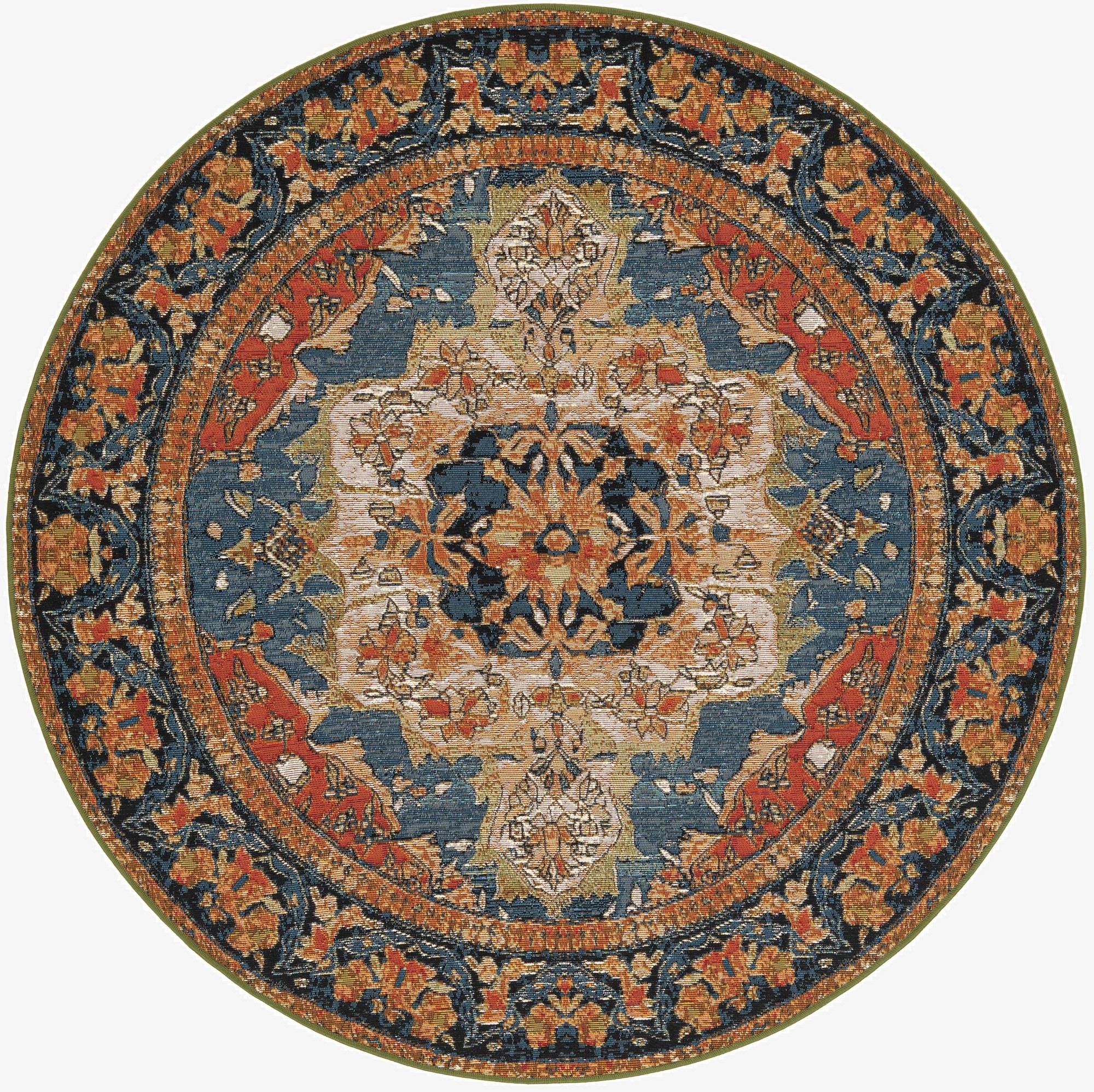  5' x 5'  Washable Traditional Indoor / Outdoor Round Rug