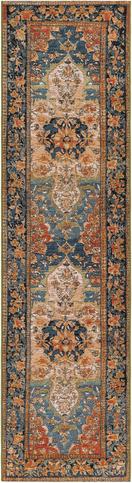 Primary image  2' 7 x 10'  Washable Traditional Indoor / Outdoor Runner Rug