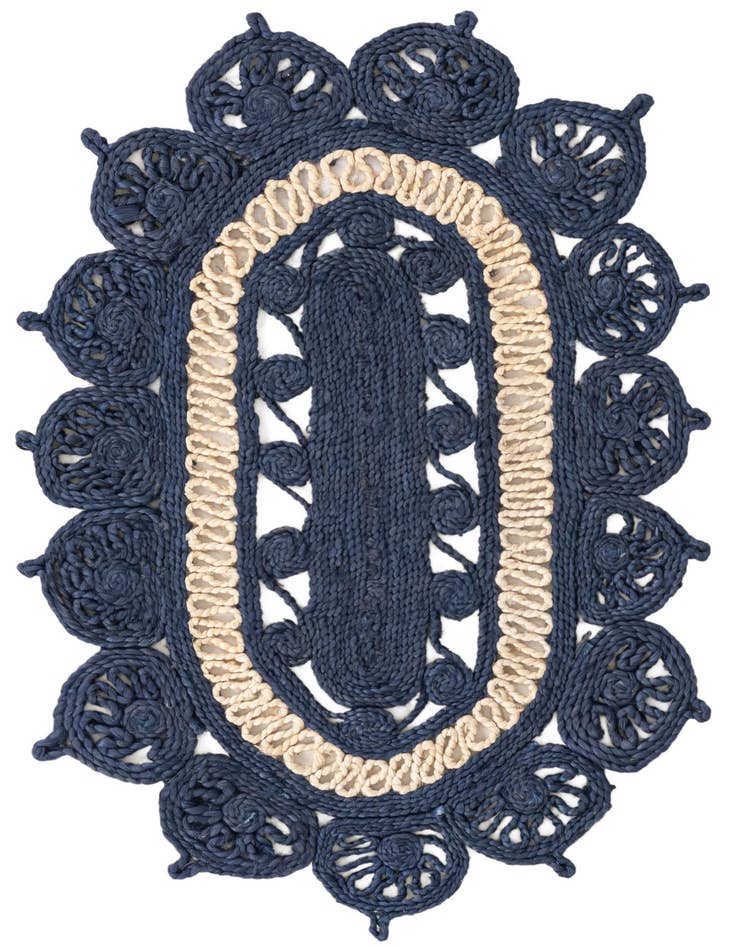 Detail image of  2' x 3' 1  Hand Braided Jute Oval Rug