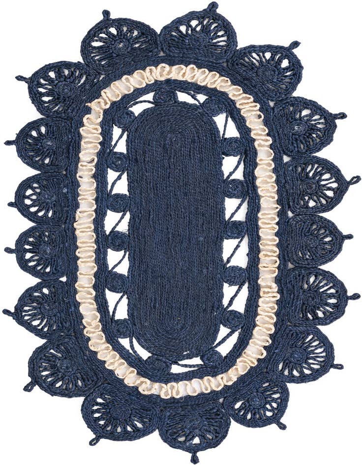 Detail image of  3' 1 x 5' 1  Hand Braided Jute Oval Rug