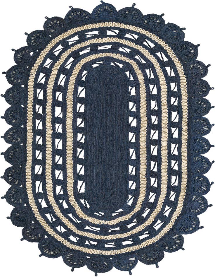 Detail image of  5' 1 x 8'  Hand Braided Jute Oval Rug