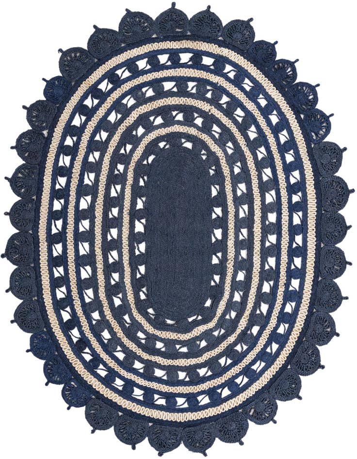 Detail image of  7' 10 x 10'  Hand Braided Jute Oval Rug