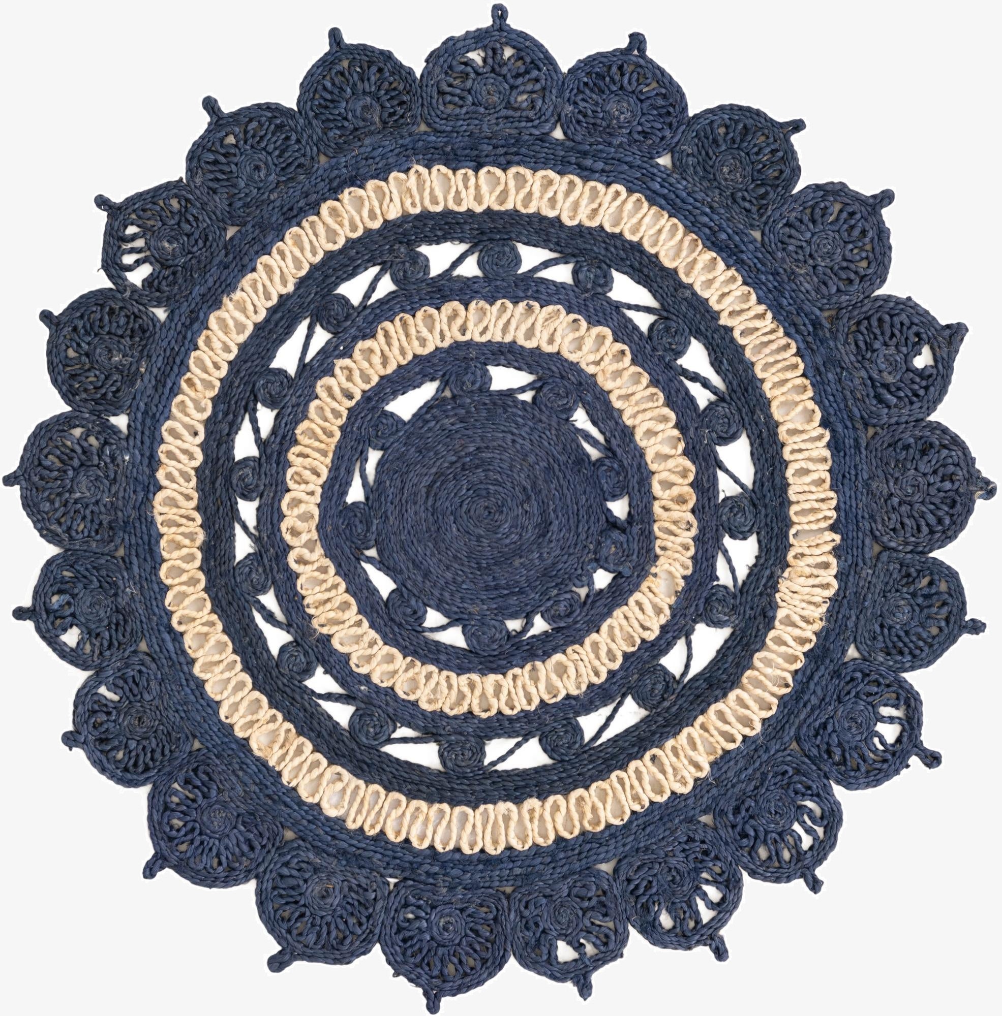  4' 1 x 4' 1  Hand Braided Jute Round Rug