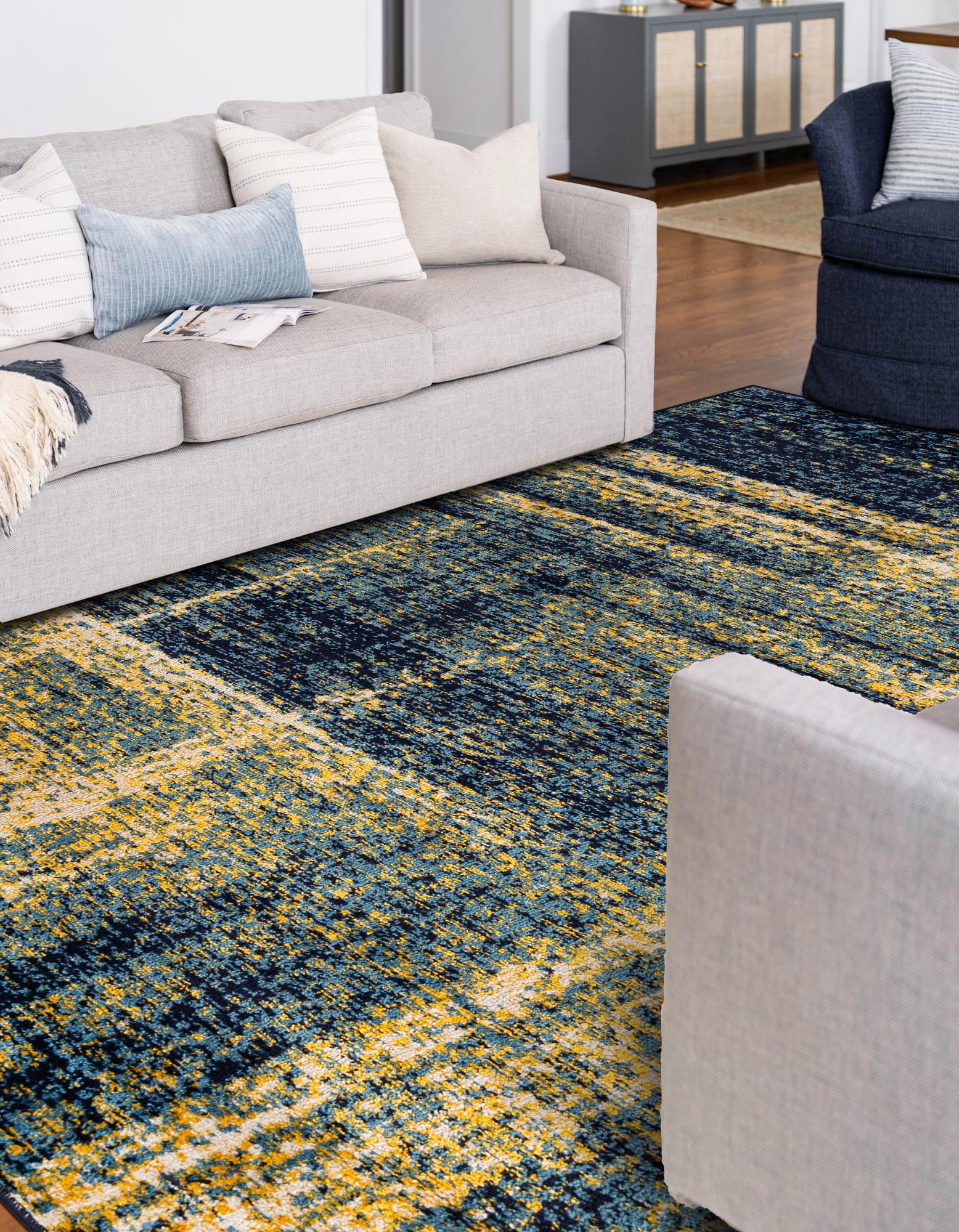 Rug Navy Blue and Yellow Swatch link