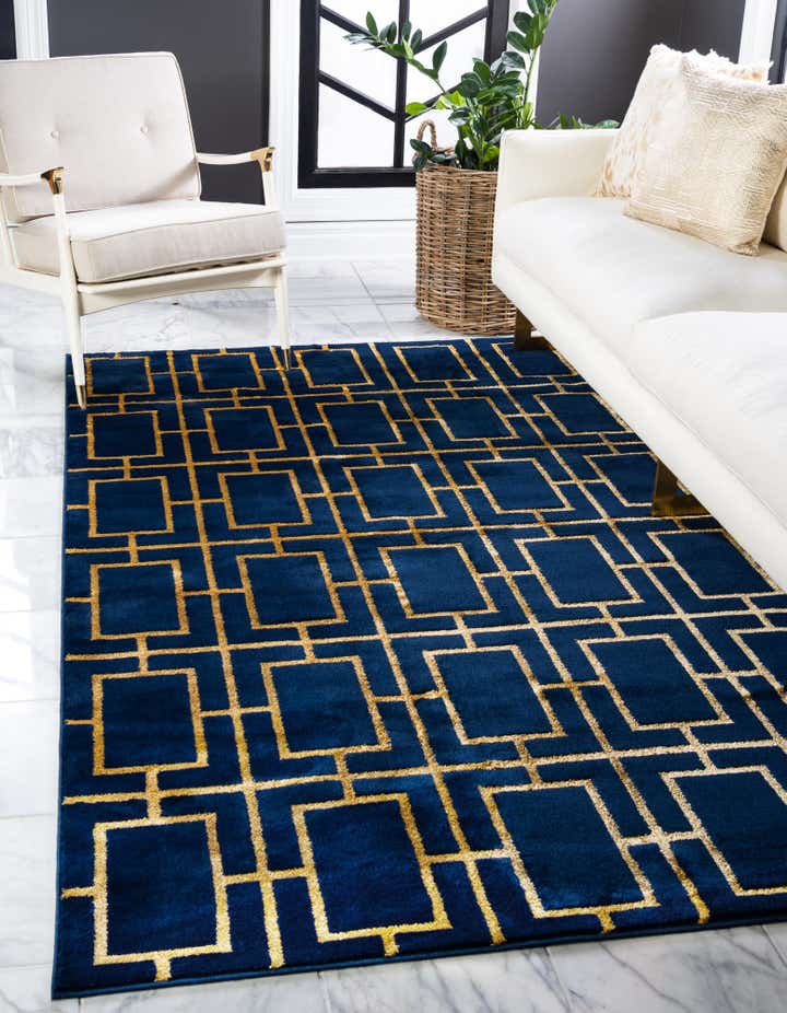 Navy Blue Gold 10' x 13' Marilyn Monroe™ Glam Deco Rug | Rugs.com