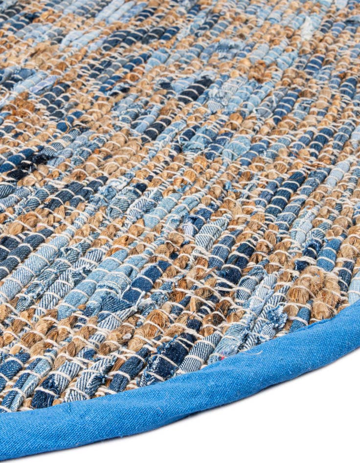 Detail image of  2' 2 x 3' 7  Hand Woven Chindi Jute Hearth Rug