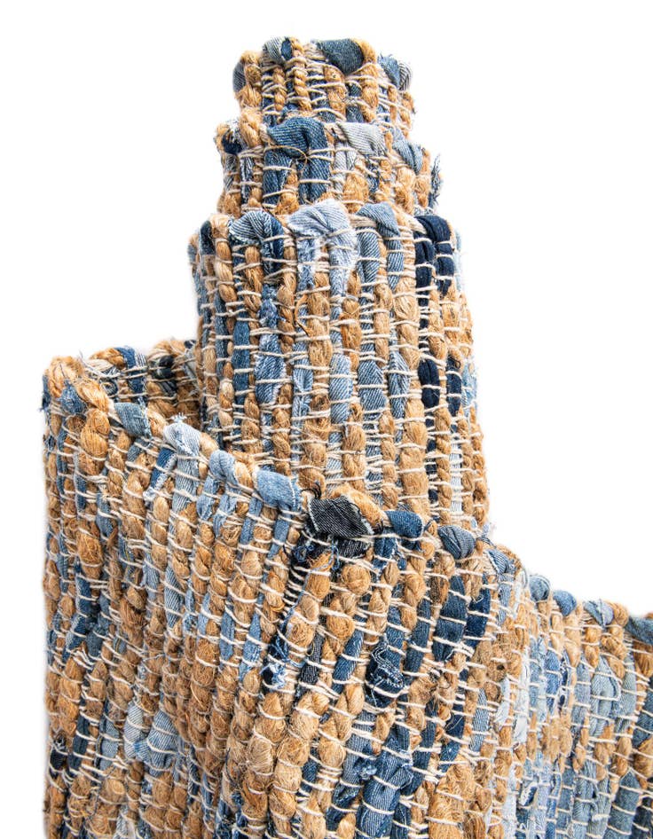 Detail image of  2' 2 x 3' 7  Hand Woven Chindi Jute Hearth Rug