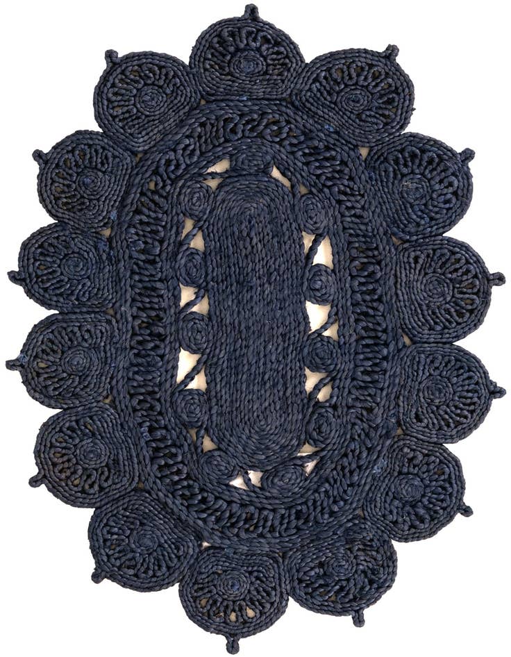 Detail image of  2' x 3' 1  Hand Braided Jute Oval Rug