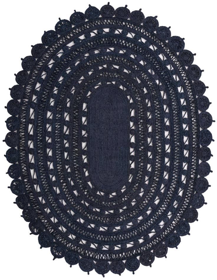 Detail image of  7' 10 x 10'  Hand Braided Jute Oval Rug