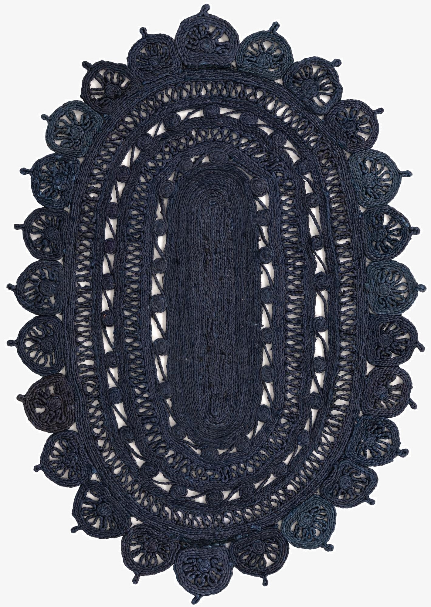  4' 1 x 6' 1  Hand Braided Jute Oval Rug