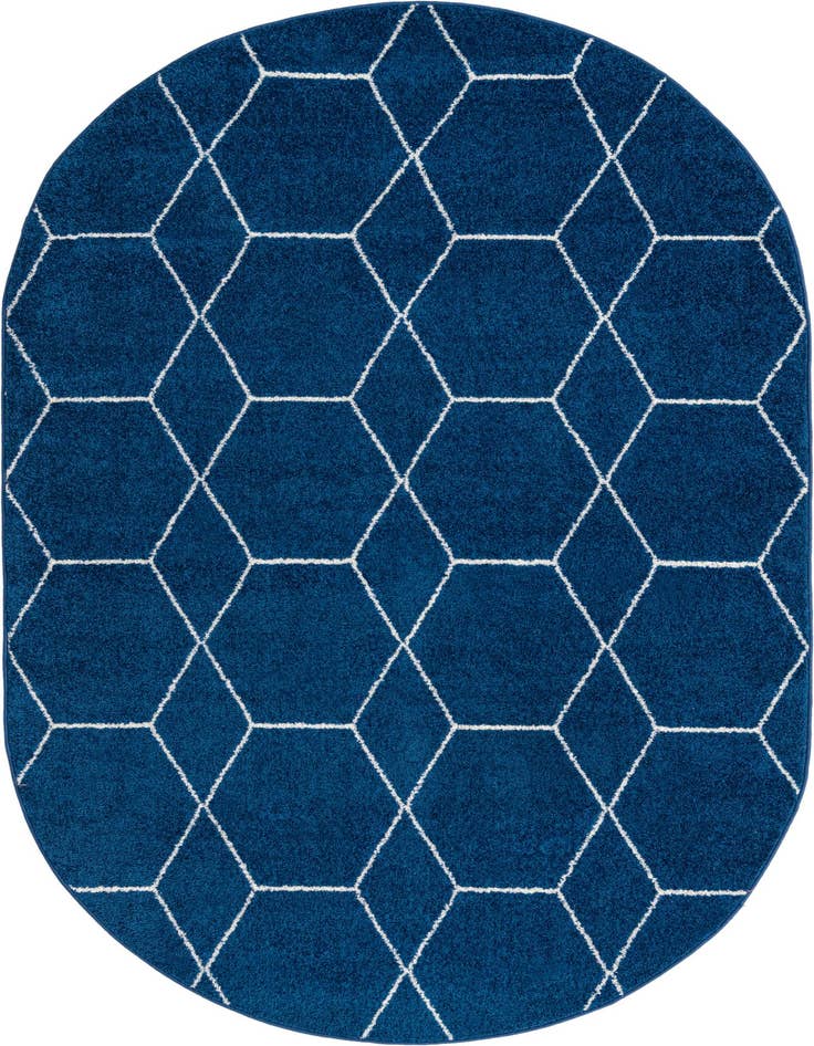 Detail image of  5' 3 x 8' Lattice Frieze Oval Rug