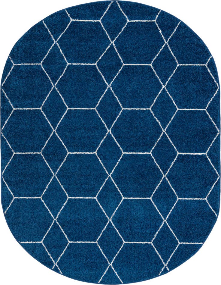 Detail image of  7' 10 x 10' Lattice Frieze Oval Rug