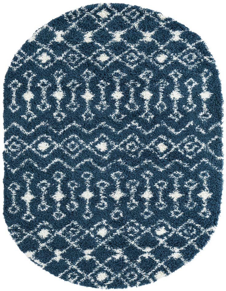 Detail image of  5' 3 x 8' Moroccan Trellis Shag Oval Rug