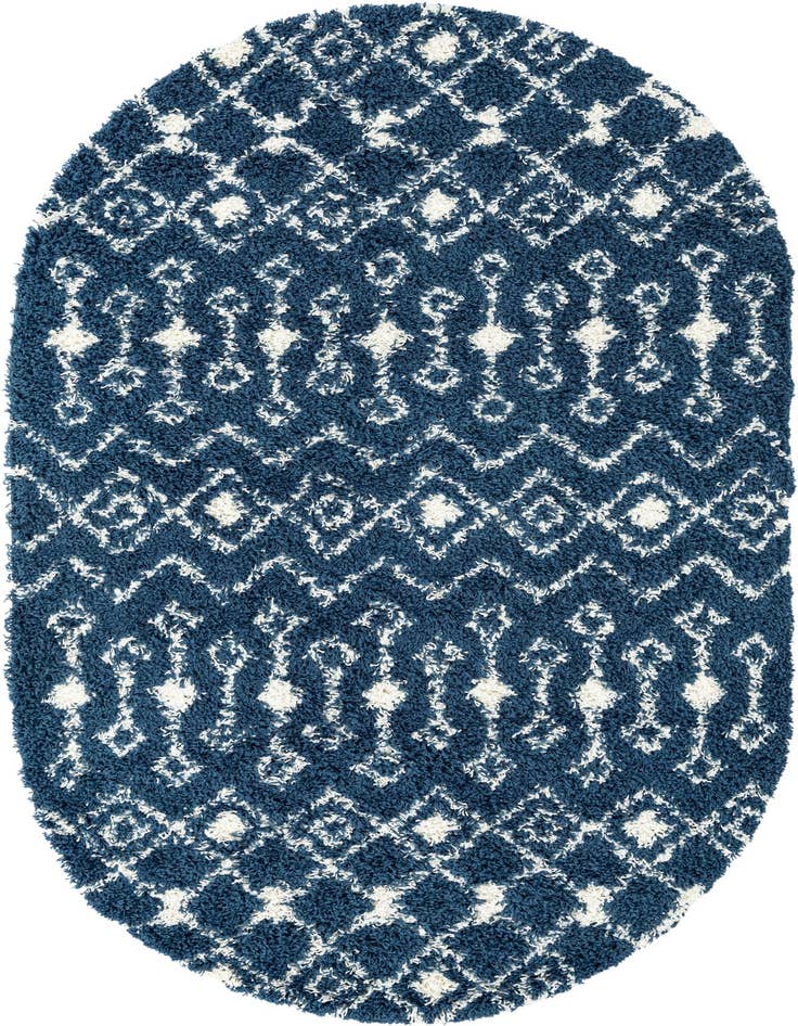Detail image of  6' x 9' Moroccan Trellis Shag Oval Rug