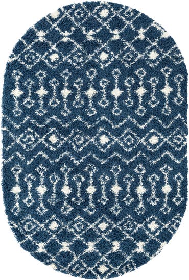  6' x 9' Moroccan Trellis Shag Oval Rug