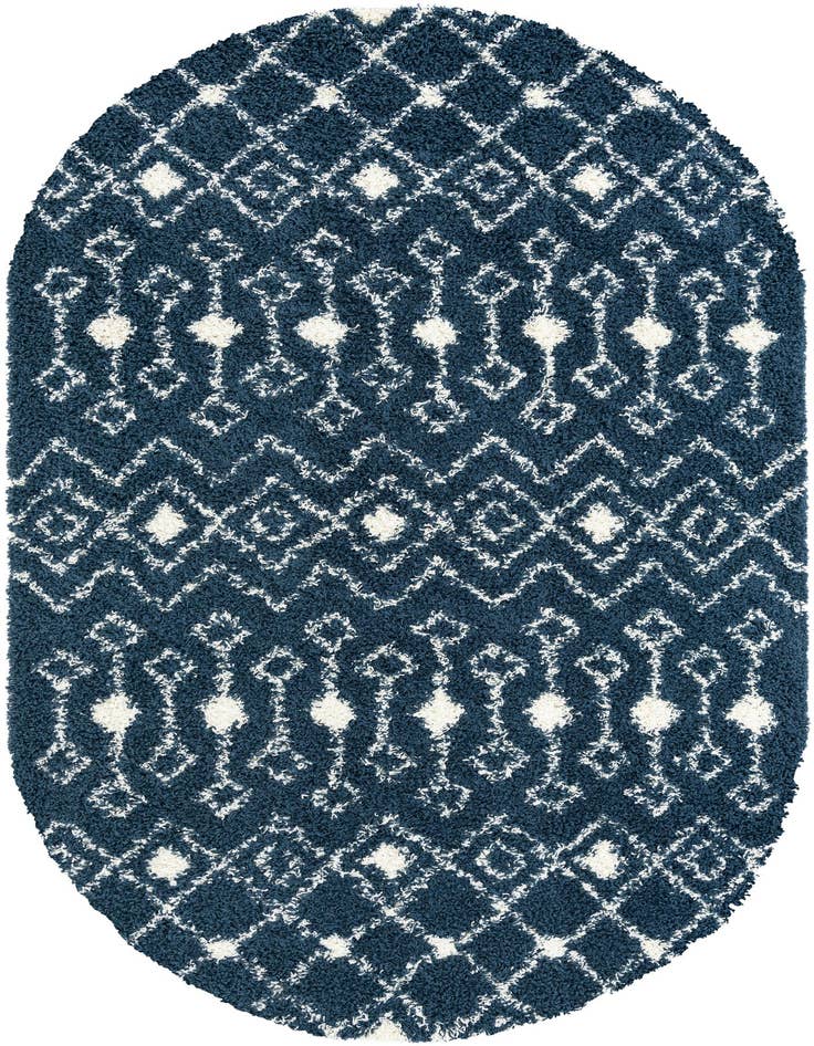 Detail image of  7' x 10' Moroccan Trellis Shag Oval Rug