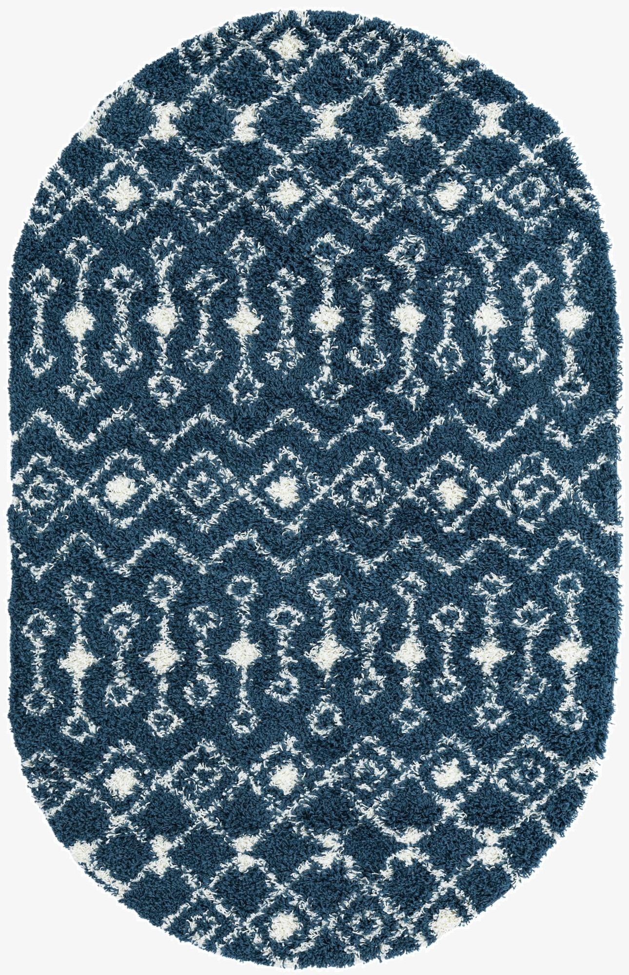  5' 3 x 8' Moroccan Trellis Shag Oval Rug