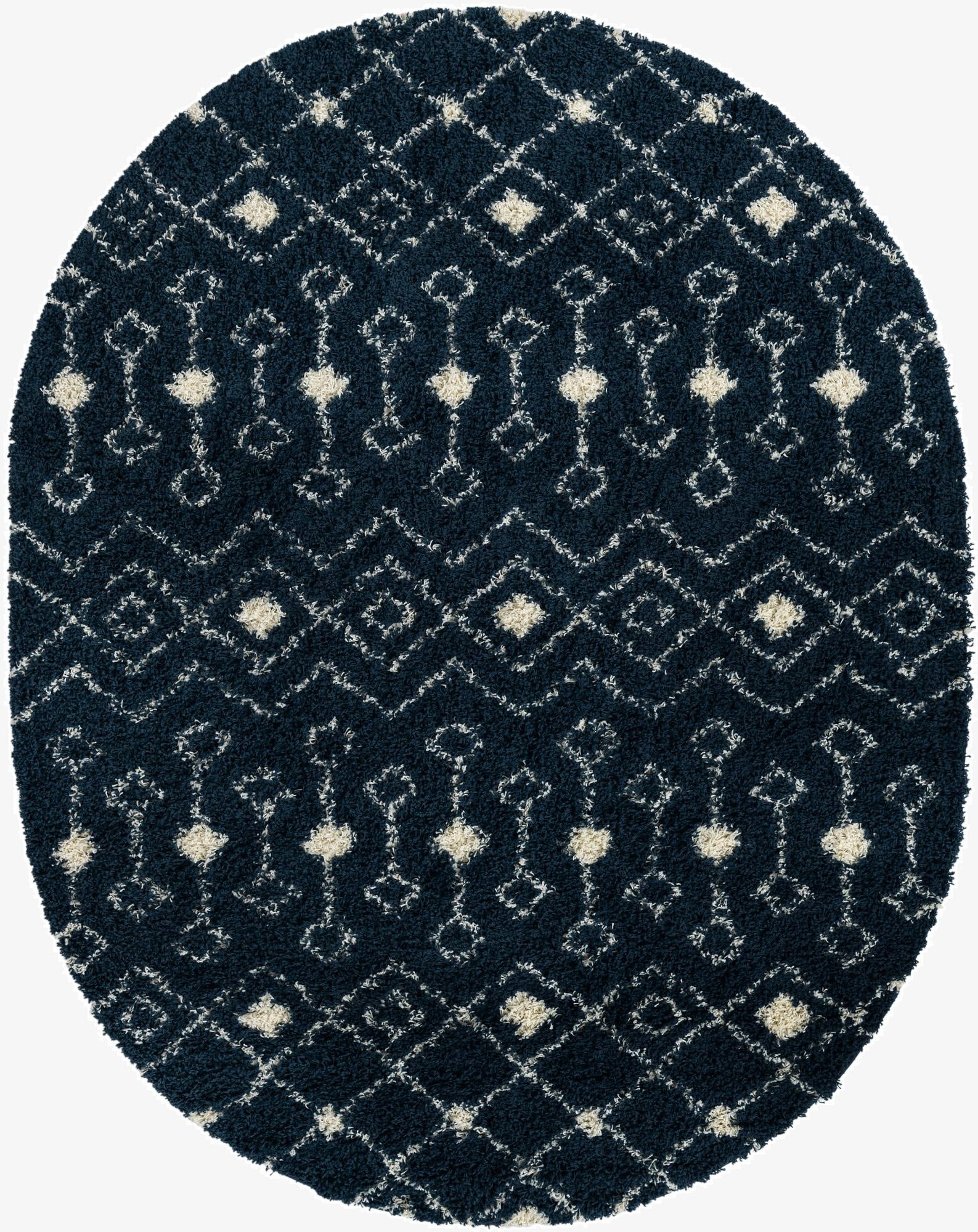  7' 10 x 10' Moroccan Trellis Shag Oval Rug