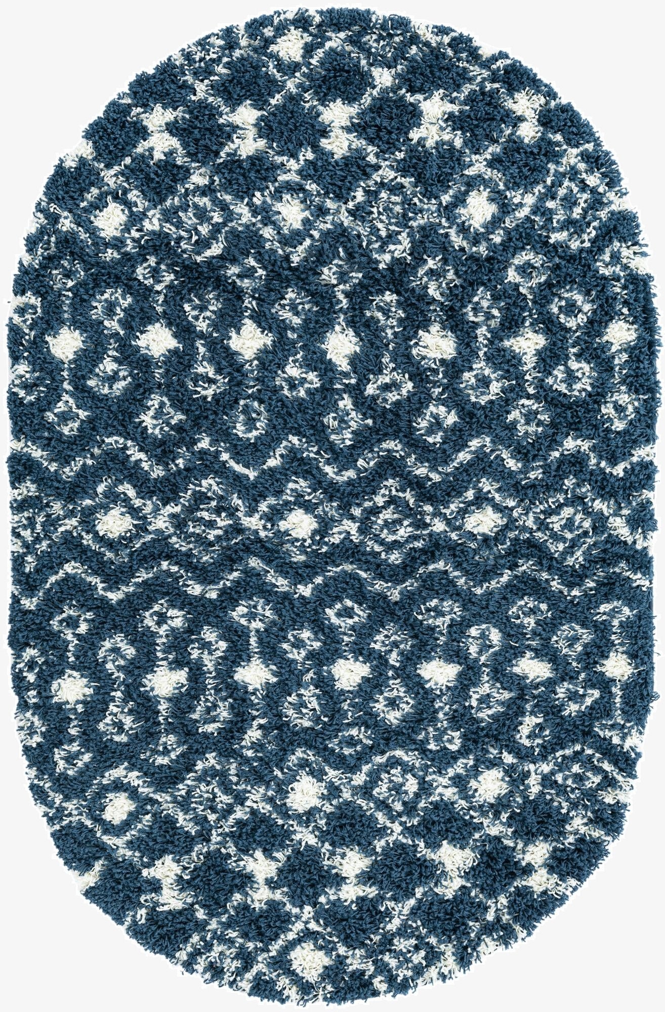  4' x 6' Moroccan Trellis Shag Oval Rug